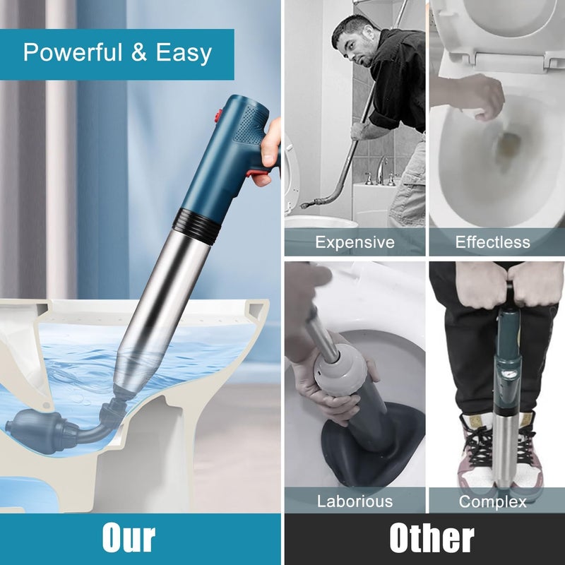 Omont Electric Toilet Plunger Clog Remover: High Pressure Air Drain Blaster Clog Remover for Bathroom Bathtub Floor Drain Clogged - Image 5
